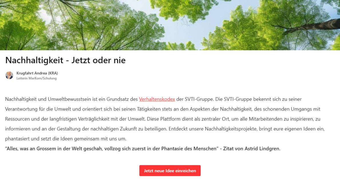 Nachhaltigkeitsplattform SVTI-Gruppe